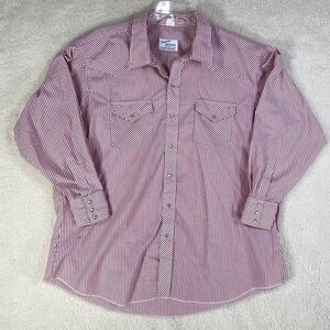 Champion Western Mens 19x35 Red Stripe Shirt Long Sleeve Pearl Snap Rodeo